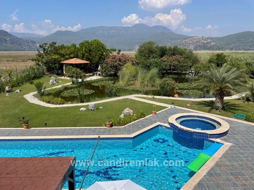 Luxuriöse 4+1-zimmer-villa Auf Einem 7000 M² Großen Grundstück Mit Blick Auf Den Strand Von Dalyan Iztuzu Zu Verkaufen